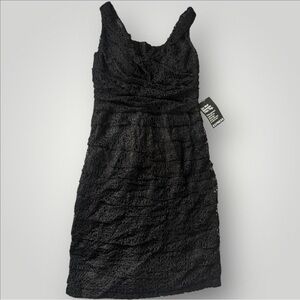 Express Womens Black Lace Sleeveless Draped Mini Sheath Dress Size 2